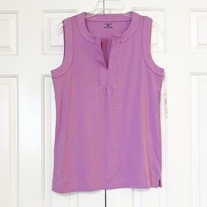 NWT! Jones New York Sport Lavender Sleeveless V-Neck 100% Cotton Top. Medium